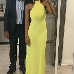 Mango long dress in yellow with halter neck